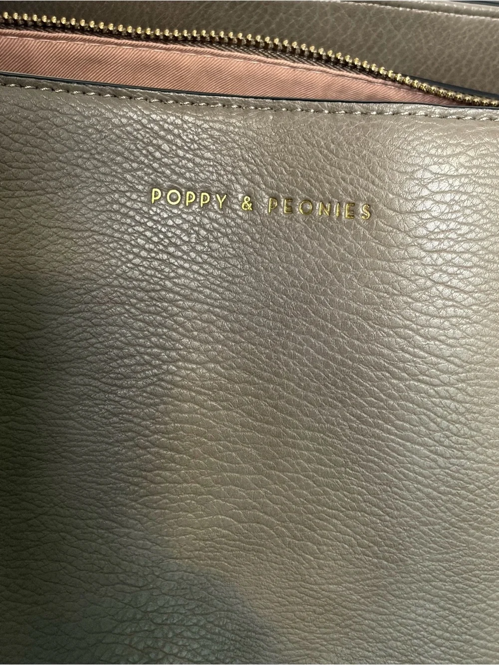 Poppy & Peonies Leather Go-Getter tote bag in Gray